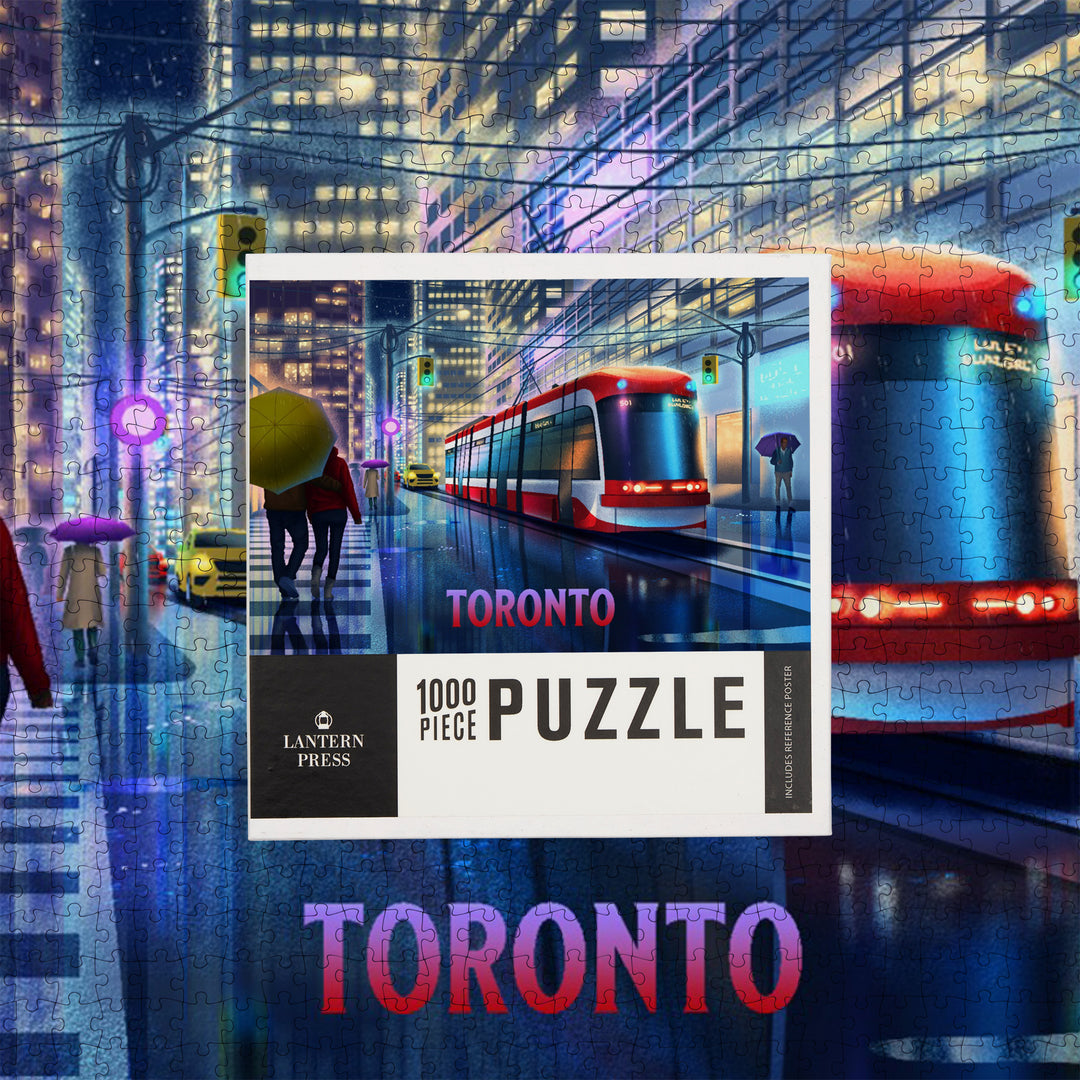 Toronto, Ontario, Lithograph, Toronto Streetcar, Jigsaw Puzzle