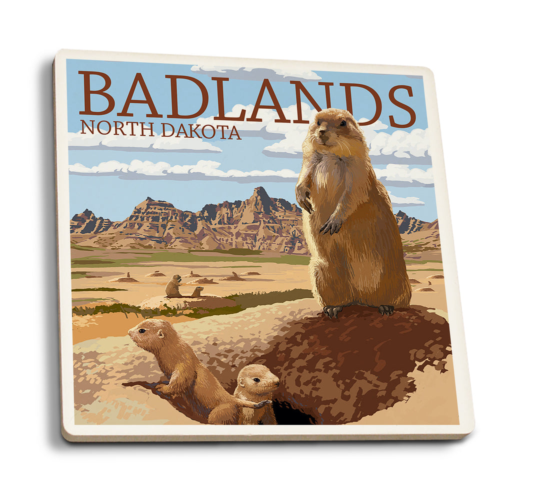Badlands, North Dakota, Prairie Dogs, Coaster Set