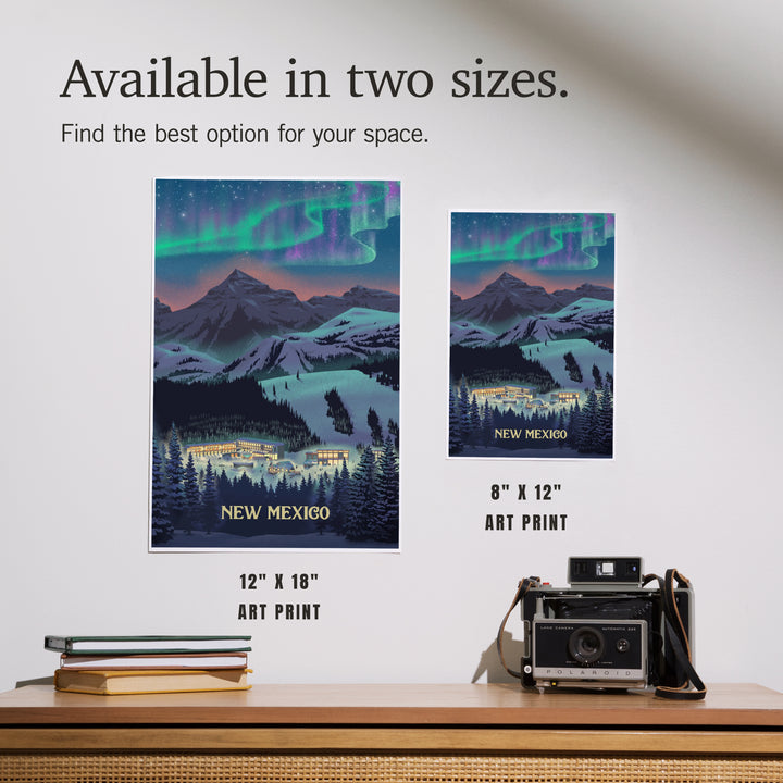 New Mexico, Village under Northern Lights, Art & Giclee Prints