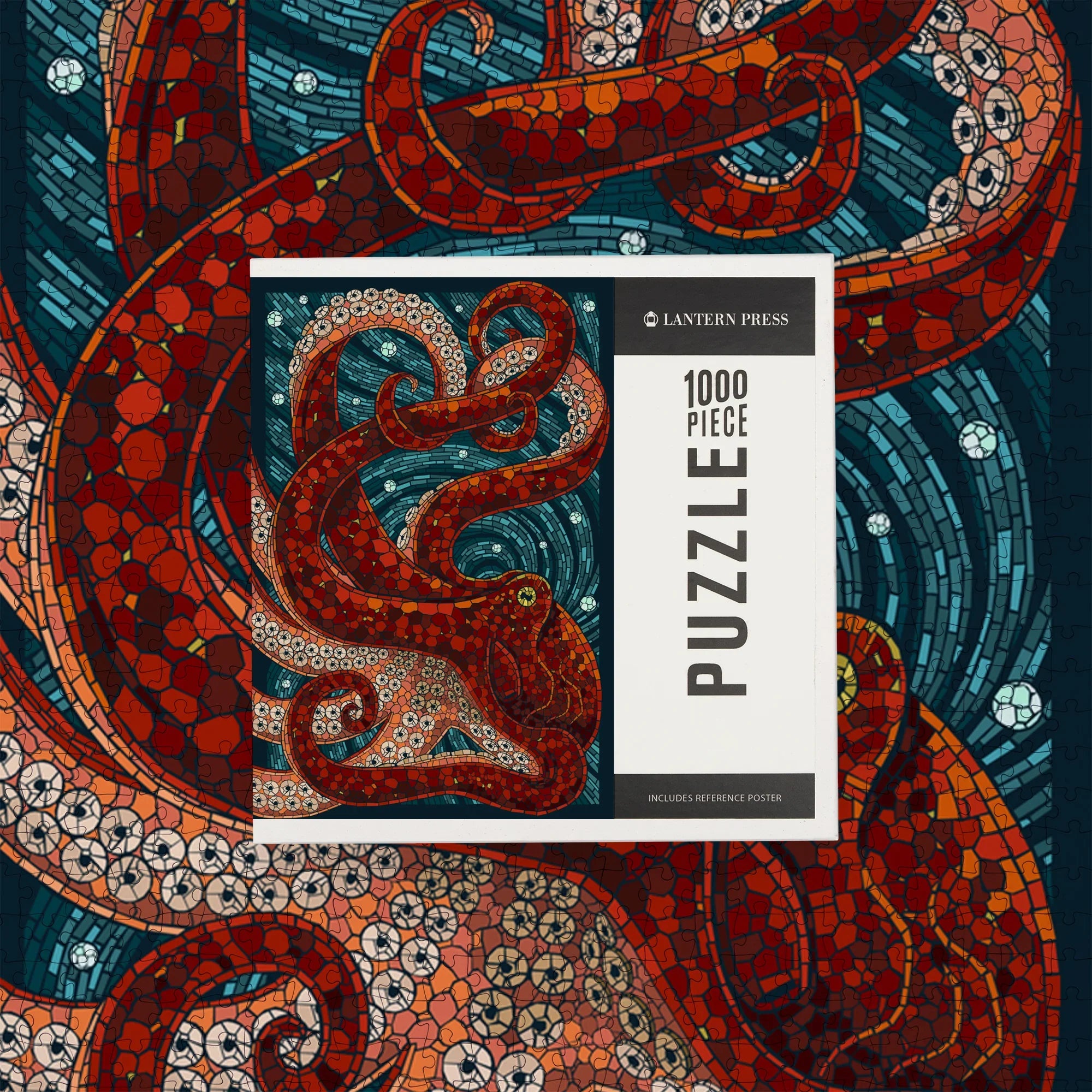Octopus, Paper Mosaic, 1000 piece jigsaw puzzle – Lantern Press