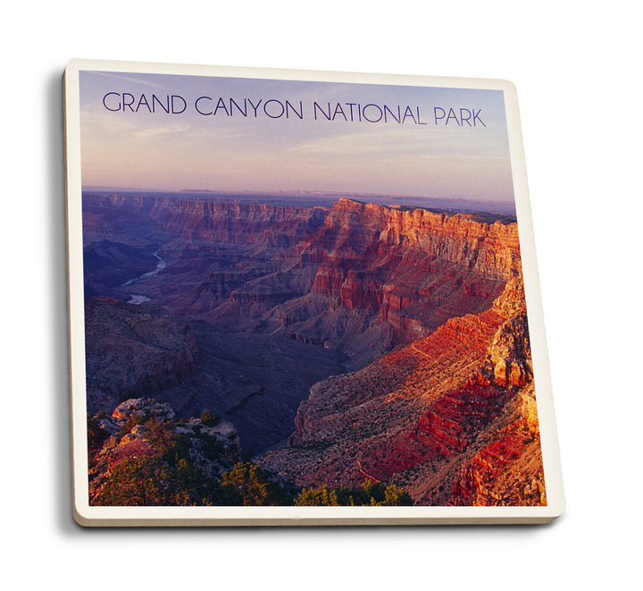 Grand Canyon National Park, Arizona, Watchtower and River at Sunset, Coaster Set
