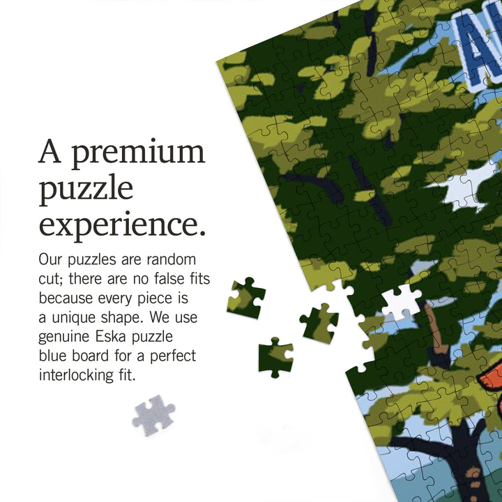 Alaska, Signpost, Lake and Flowers, Jigsaw Puzzle