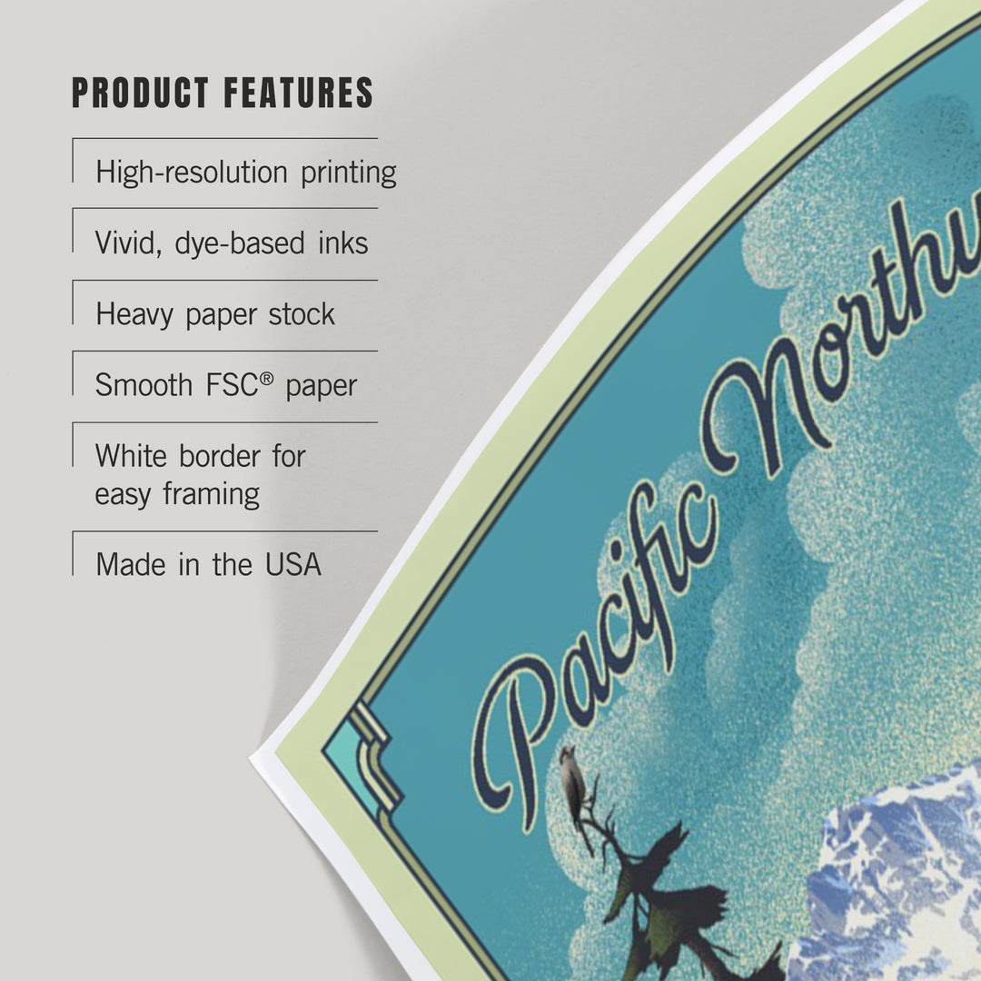 Pacific Northwest, Lake Lithograph, Art & Giclee Prints