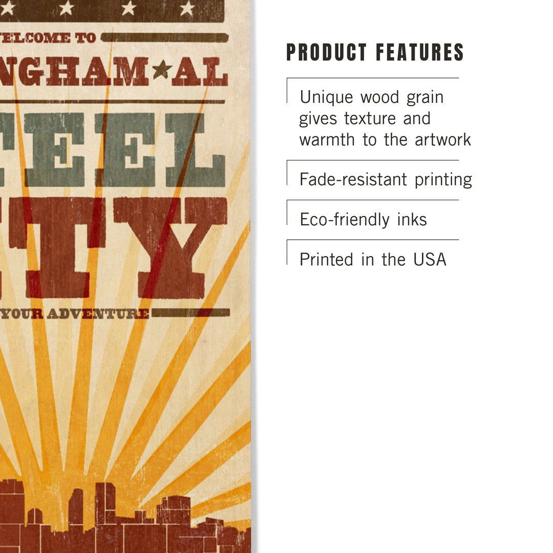 Birmingham, Alabama, Skyline and Sunburst, Wood Sign and Postcards
