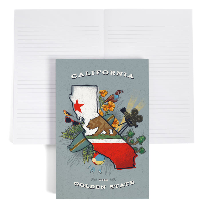 Lined 6x9 Journal, California, State Treasure Trove, State Series, Lay Flat, 193 Pages, FSC paper