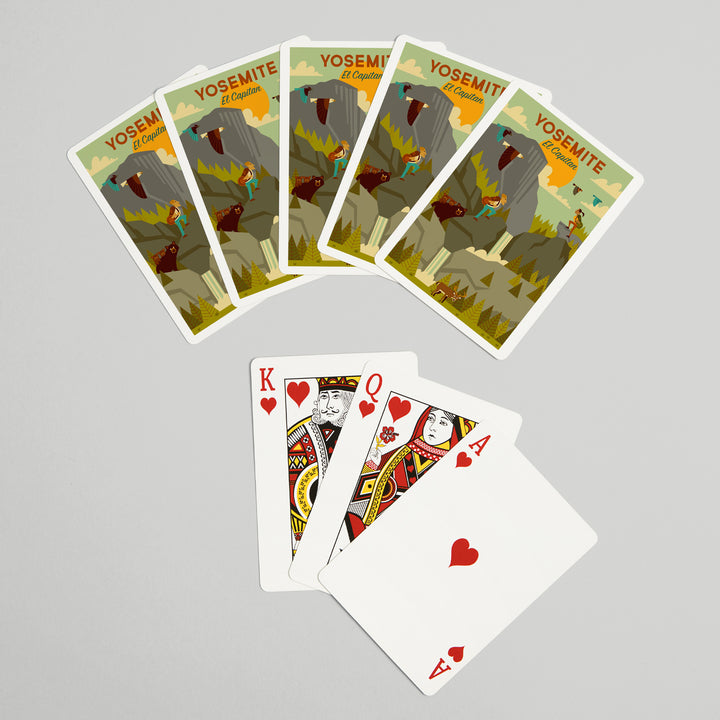 Playing Cards, Yosemite National Park, California, El Capitan, Geometric National Park Series, 52 Card Deck with Jokers in Box, Unique Art