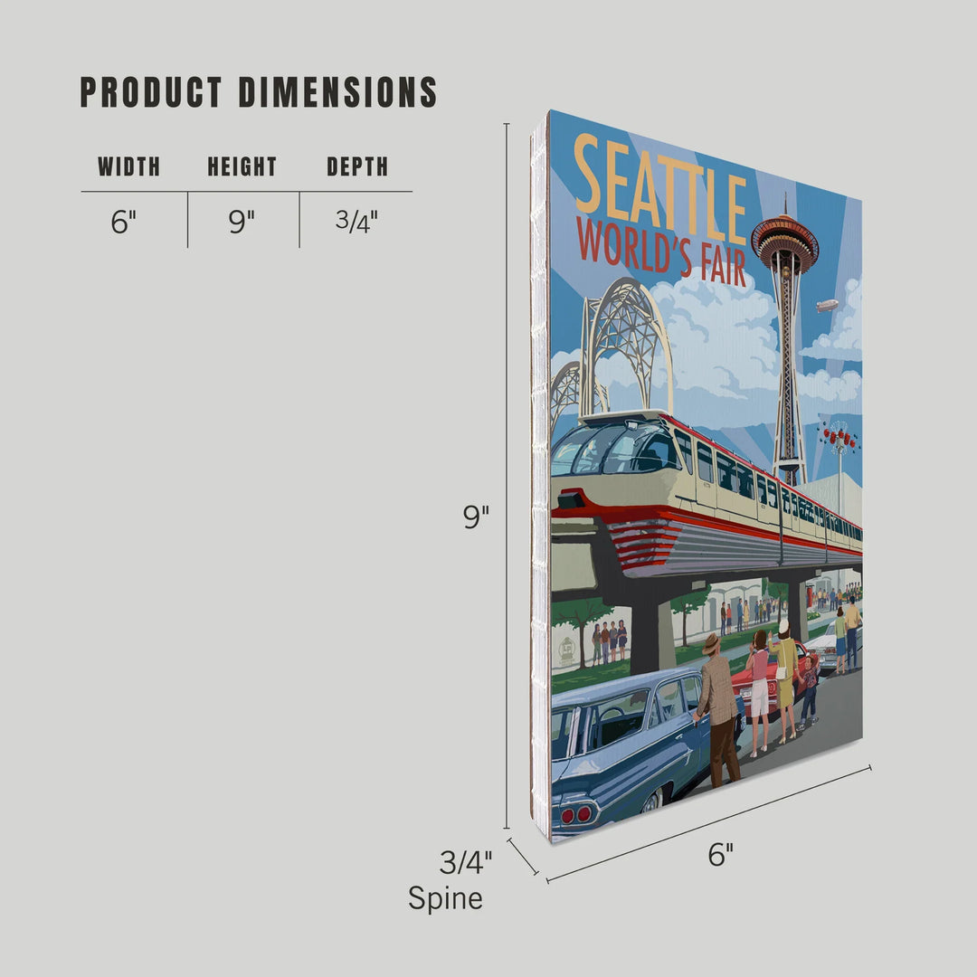 Lined 6x9 Journal, Seattle, Washington, Space Needle Opening Day Scene, Lay Flat, 193 Pages, FSC paper