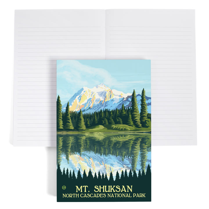 Lined 6x9 Journal, North Cascades National Park, Washington, Mount Shuksan, Lay Flat, 193 Pages, FSC paper