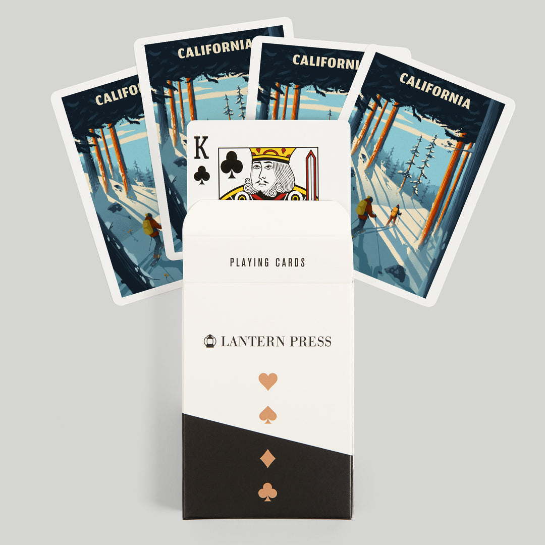 Playing Cards, California, Better on Foot, Snowshoeing, 52 Card Deck with Jokers in Box, Unique Art
