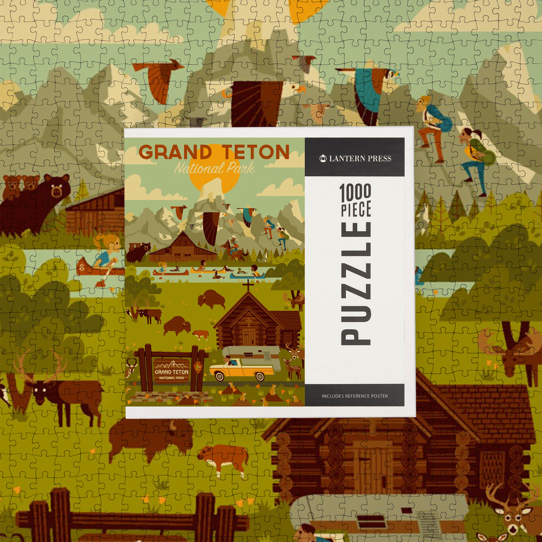 Grand Teton National Park, Wyoming, Geometric National Park Series, 1000 Piece Jigsaw Puzzle