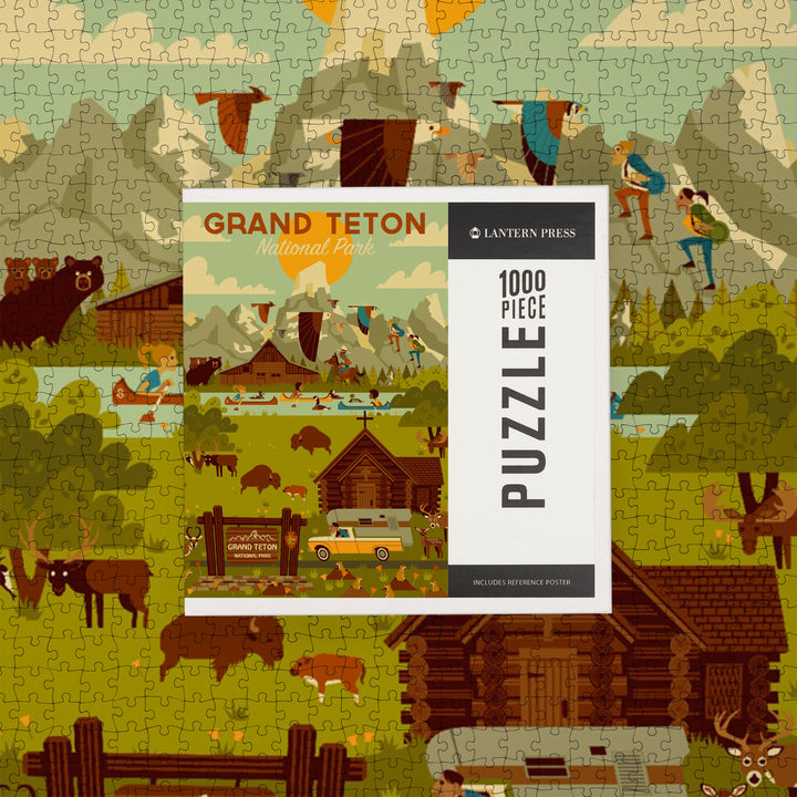 Grand Teton National Park, Wyoming, Geometric National Park Series, 1000 Piece Jigsaw Puzzle