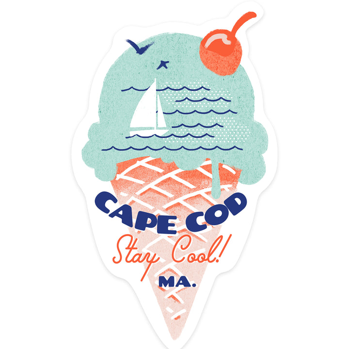 Cape Cod, Massachusetts, Dockside Series, Stay Cool, Contour, Vinyl Sticker