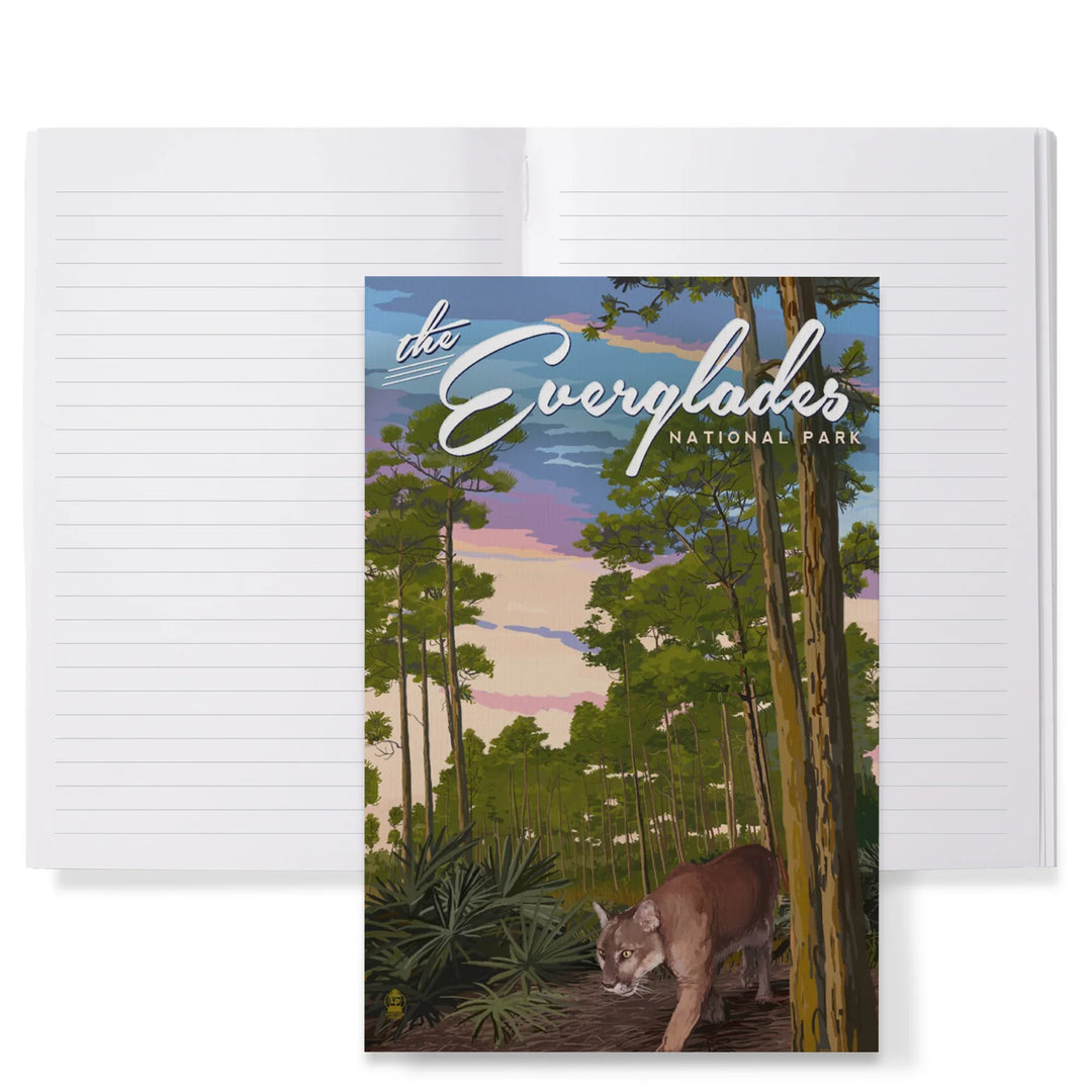 Lined 6x9 Journal, Everglades National Park, Florida, Panther and Pinelands, Painterly Series, Lay Flat, 193 Pages, FSC paper