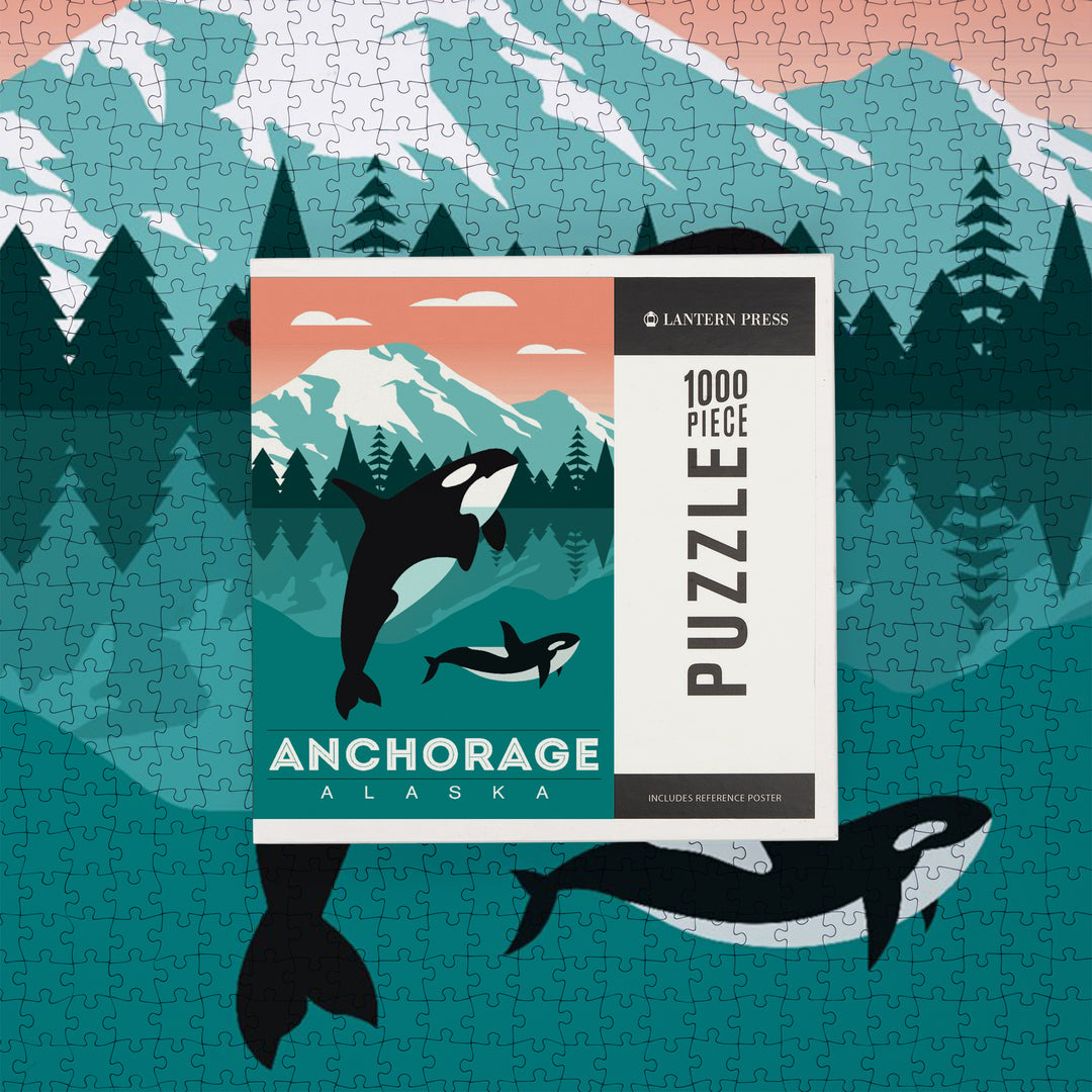 Anchorage, Alaska, Simply Outdoors, Orca Whale and Calf, Jigsaw Puzzle