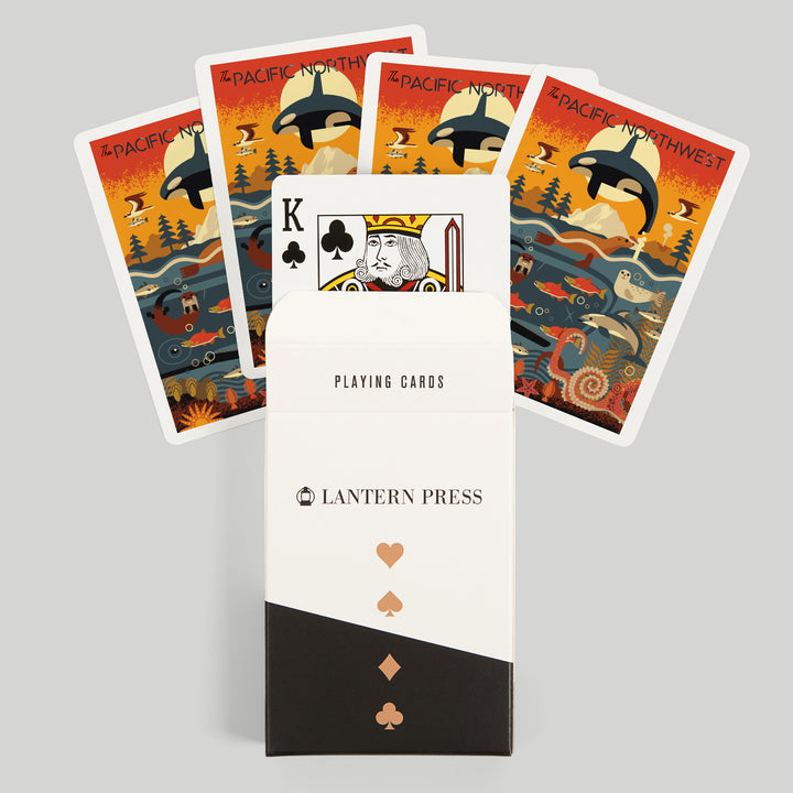 Playing Cards, Pacific Northwest, Marine Animals, Geometric, 52 Card Deck with Jokers in Box, Unique Art