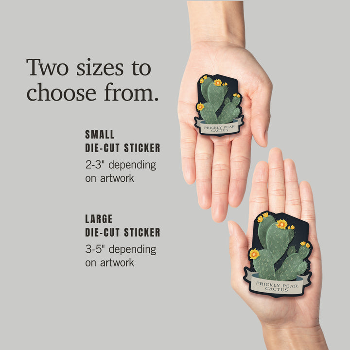 Vintage Flora Noir, Prickly Pear Cactus, Yellow, Vinyl Sticker