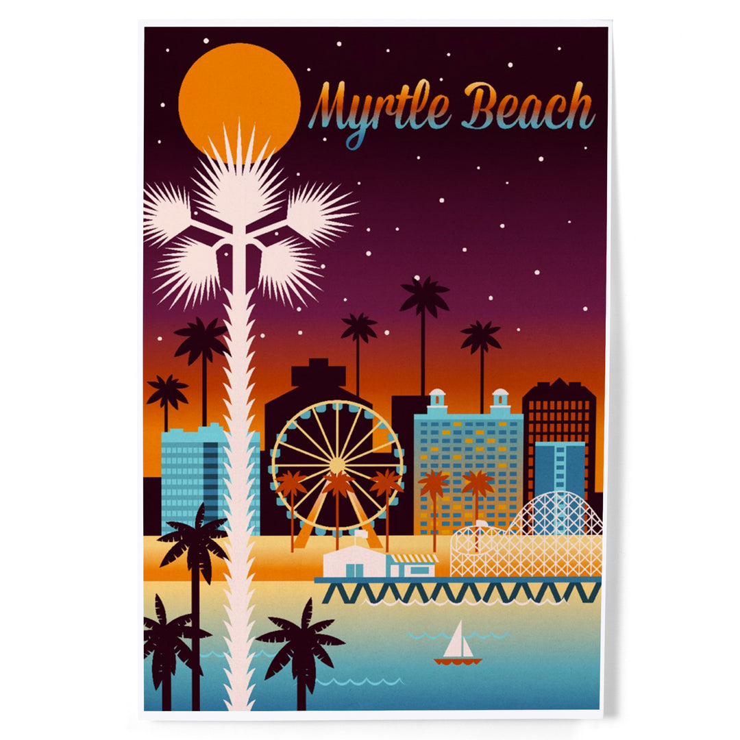 Myrtle Beach, South Carolina, Retro Skyline Chromatic Series, Art & Giclee Prints