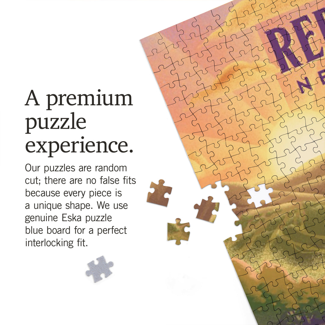 Red River, New Mexico, Lithograph, Bear and Spring Flowers, Ski Mountain, 1000 Piece Jigsaw Puzzle