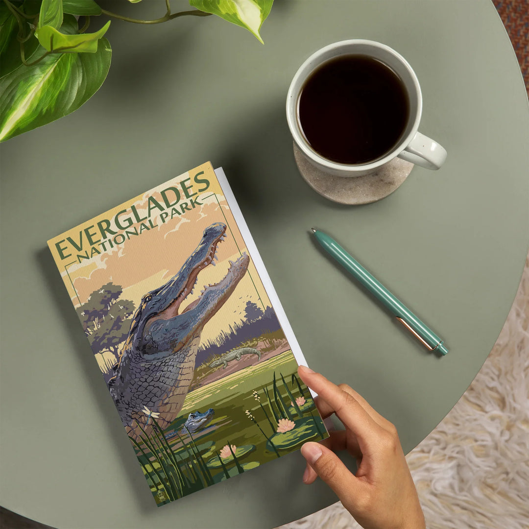 Lined 6x9 Journal, The Everglades National Park, Florida, Alligator Scene, Painterly Series, Lay Flat, 193 Pages, FSC paper