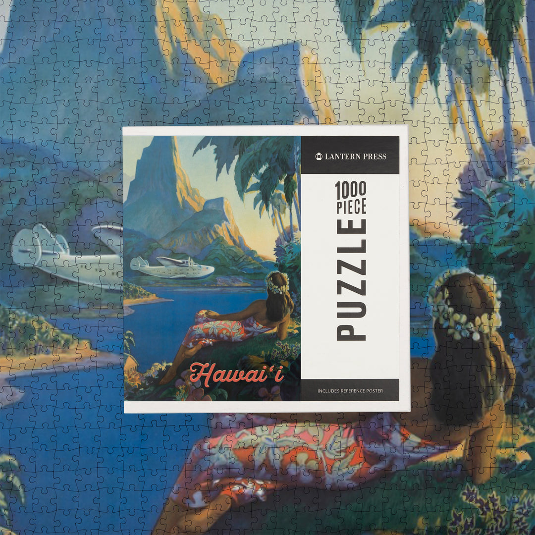 Hawaii, Vintage Tropical Airplane, Jigsaw Puzzle