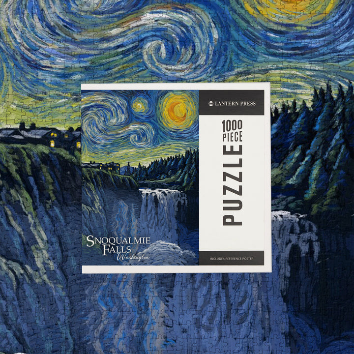 Snoqualmie Falls, Washington, Van Gogh Starry Night, 1000 Piece Jigsaw Puzzle