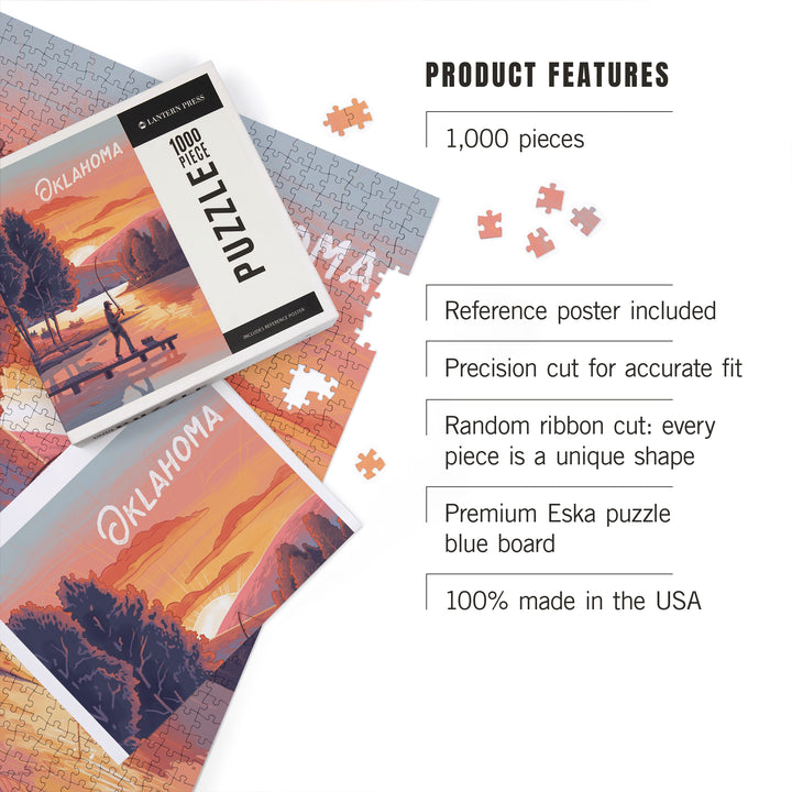 Oklahoma, Fishing with Hills, 1000 Piece Jigsaw Puzzle