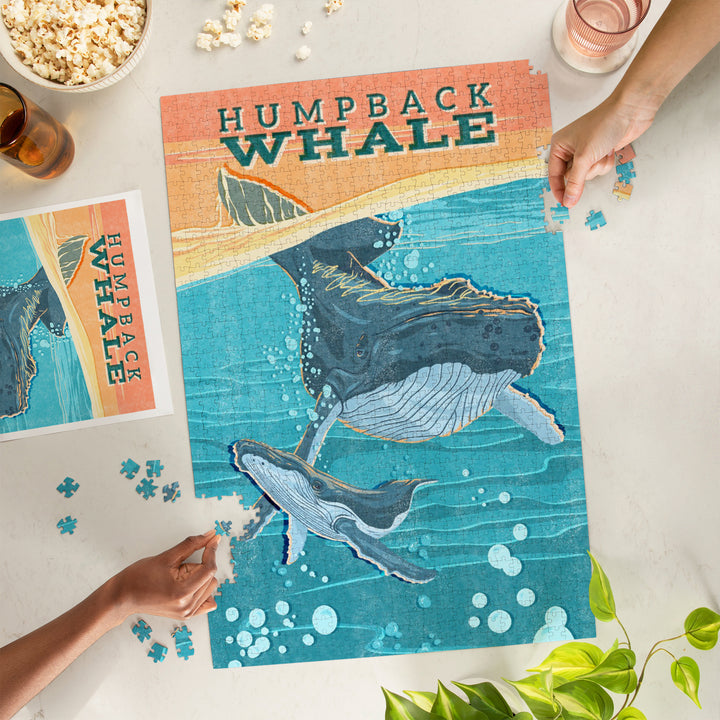 Humpback Whale, Vintage Print Press, 1000 Piece Jigsaw Puzzle
