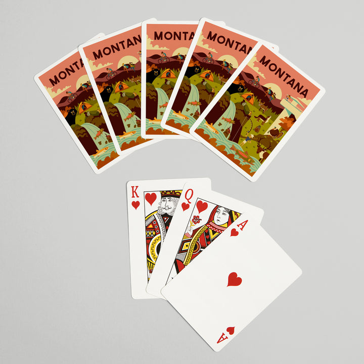 Playing Cards, Montana, Geometric National Park Series, 52 Card Deck with Jokers in Box, Unique Art