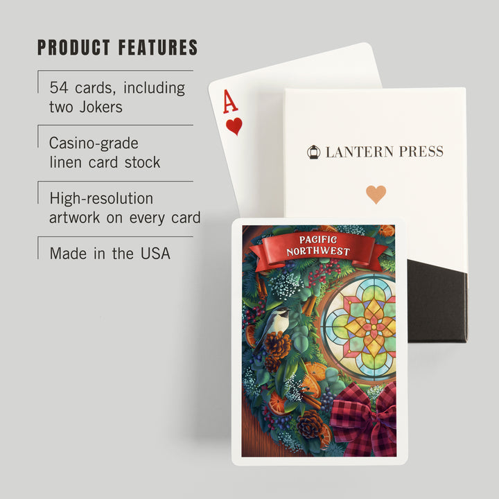 Playing Cards, Pacific Northwest, Front Door with Wreath, 52 Card Deck with Jokers in Box, Unique Art