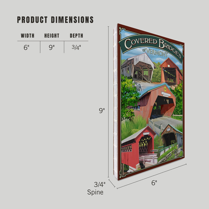Lined 6x9 Journal, Vermont, Bridges of Vermont, Montage, Lay Flat, 193 Pages, FSC paper