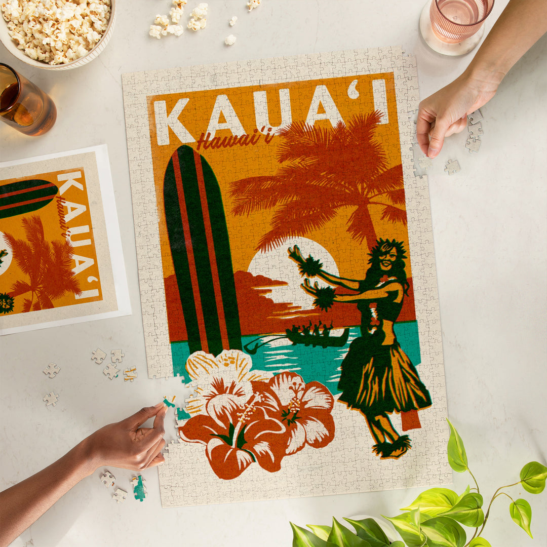 Kauai, Hawaii, Woodblock, Jigsaw Puzzle