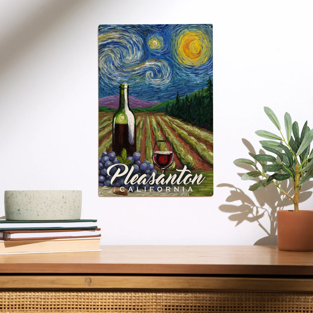 Pleasanton, California, Vineyard, Starry Night, Wood Sign and Postcards