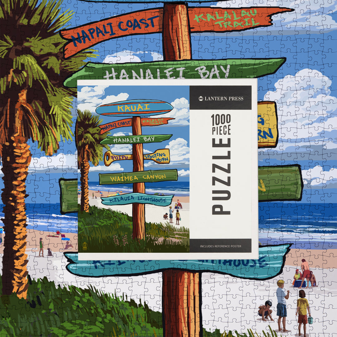 Kauai, Hawaii, Destinations Sign, Jigsaw Puzzle