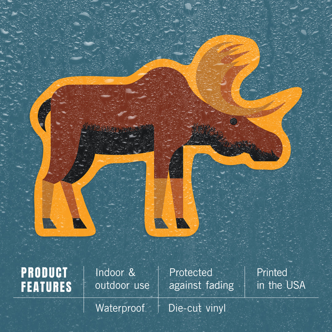 Moose, Profile, Geometric, Contour, Vinyl Sticker