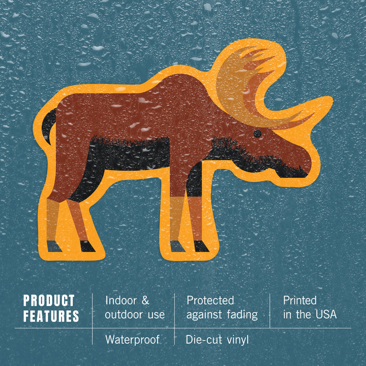Moose, Profile, Geometric, Contour, Vinyl Sticker