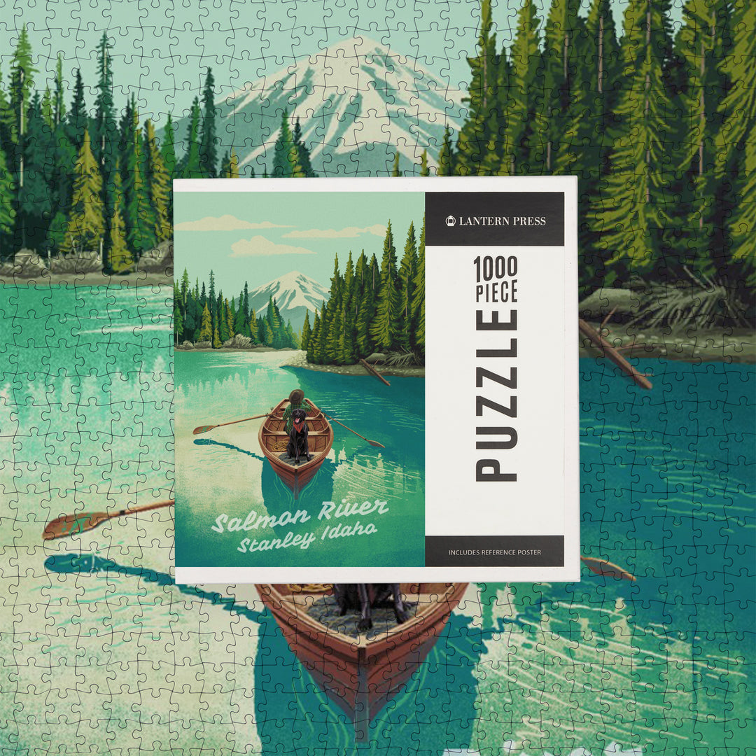 Stanley, Idaho, Salmon River, Quiet Explorer, Boating, Mountain, 1000 Piece Jigsaw Puzzle