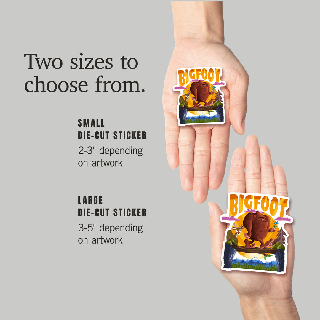 Bigfoot, Mid-Century Inspired, Contour, Lantern Press Artwork, Vinyl Sticker