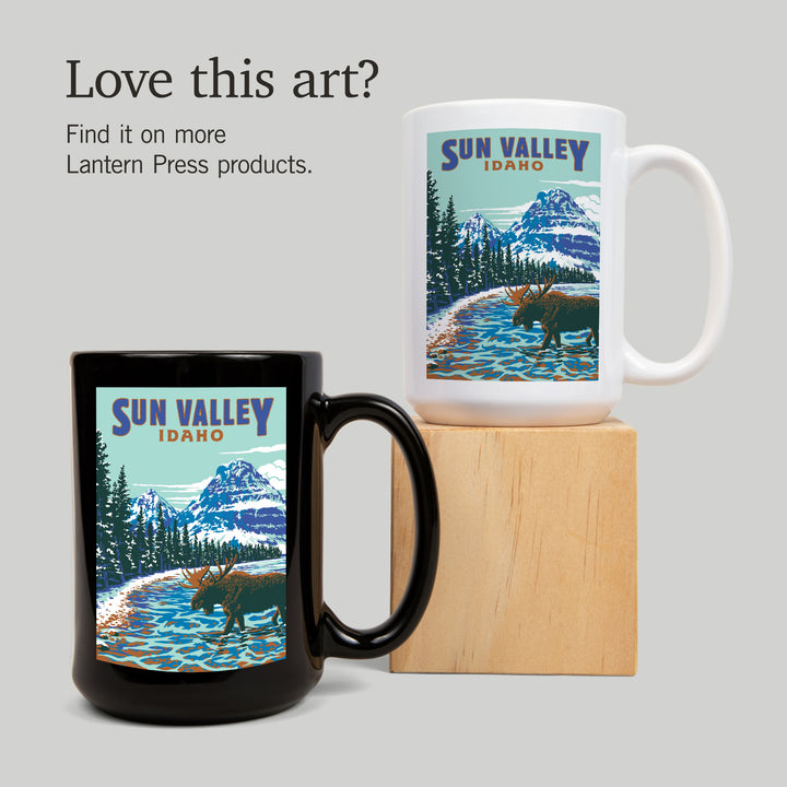 Sun Valley, Idaho, Explorer Series, Blue, Lantern Press Artwork, Ceramic Mug