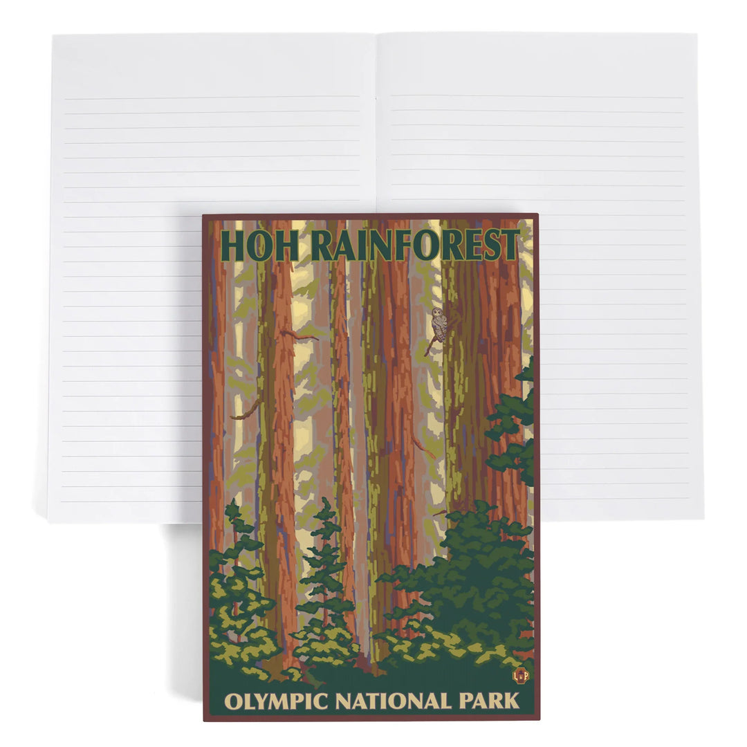 Lined 6x9 Journal, Olympic National Park, Washington, Hoh Rainforest, Lay Flat, 193 Pages, FSC paper