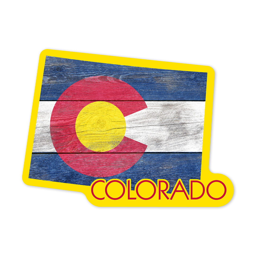Colorado State Flag, Rustic Painting, Contour, Vinyl Sticker