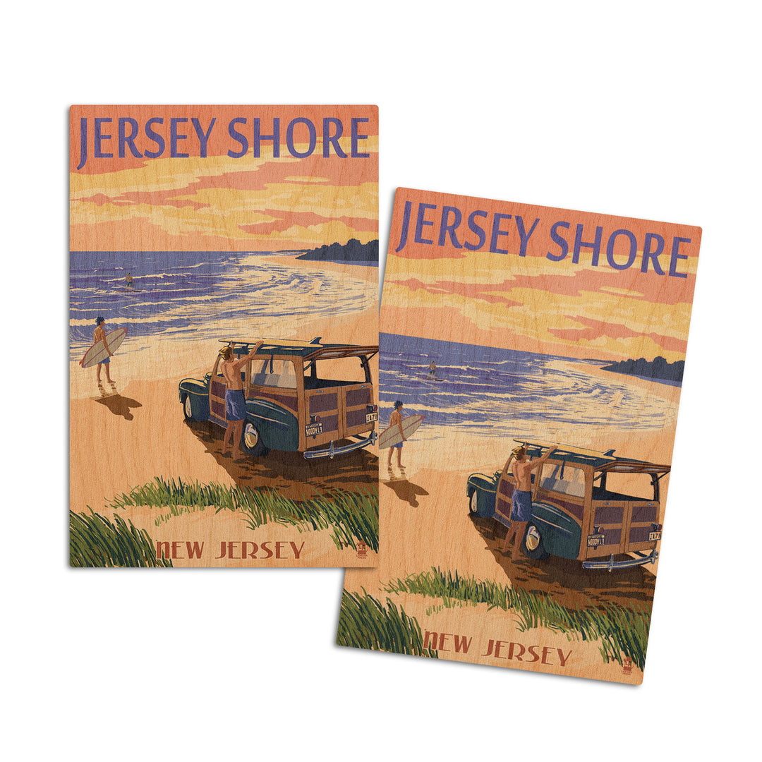 Jersey Shore, Woody on the Beach, Lantern Press Artwork, Wood Signs and Postcards