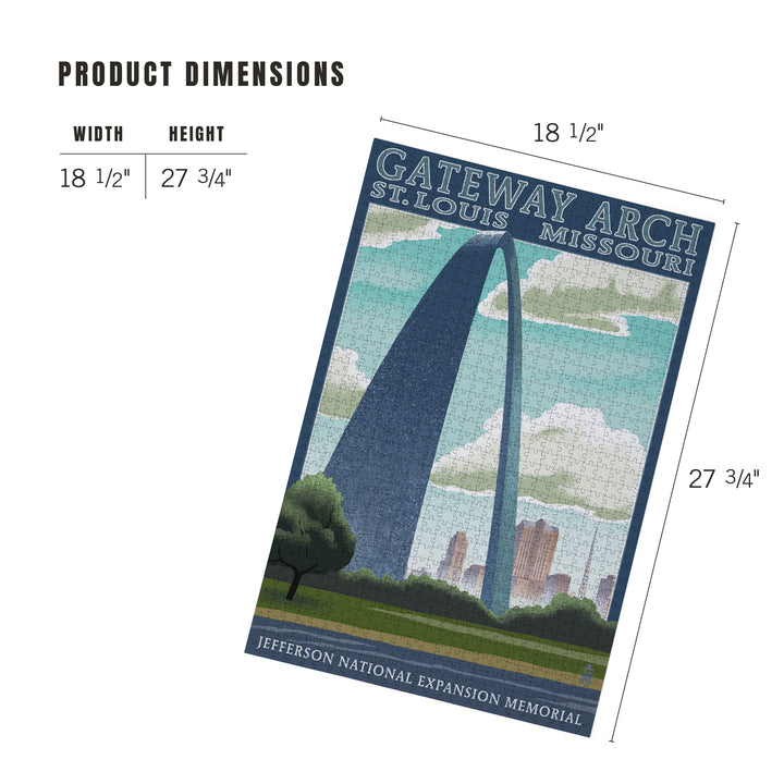 St. Louis, Missouri, Gateway Arch Lithography Style, 1000 Piece Jigsaw Puzzle