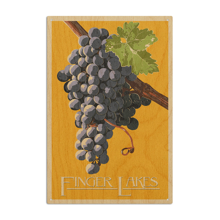 Finger Lakes, New York, Wine Grapes, Letterpress, Lantern Press Artwork, Wood Signs and Postcards