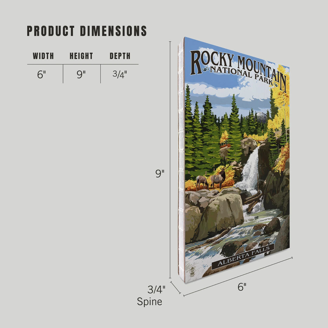 Lined 6x9 Journal, Rocky Mountain National Park, Colorado, Alberta Falls, Lay Flat, 193 Pages, FSC paper