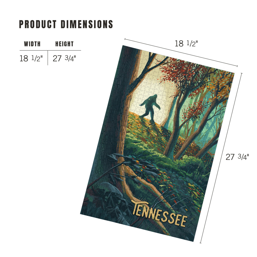 Tennessee, Wanderer, Bigfoot in Forest, Jigsaw Puzzle