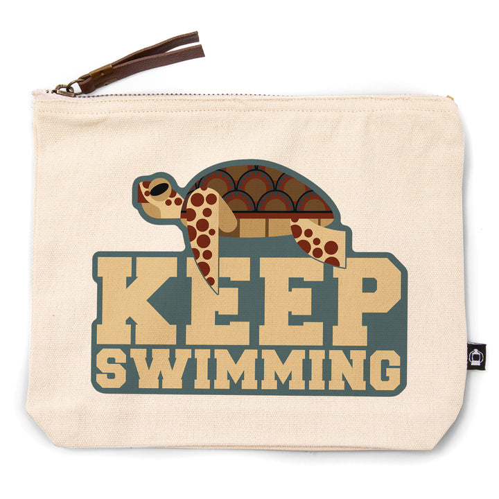 Sea Turtle, Geometric, Keep Swimming, Contour, Lantern Press Artwork, Accessory Go Bag