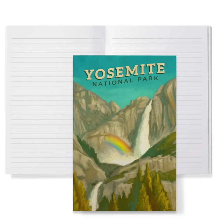 Lined 6x9 Journal, Yosemite National Park, California, Yosemite Falls, Oil Painting, Lay Flat, 193 Pages, FSC paper