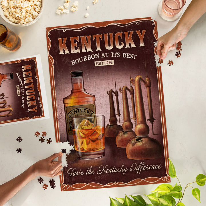 Kentucky, Whiskey Vintage Sign, Jigsaw Puzzle