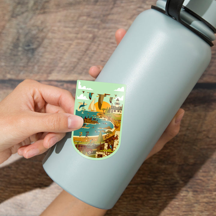 Wildlife, Lighthouse and Coastal Life Illustration, Vinyl Sticker