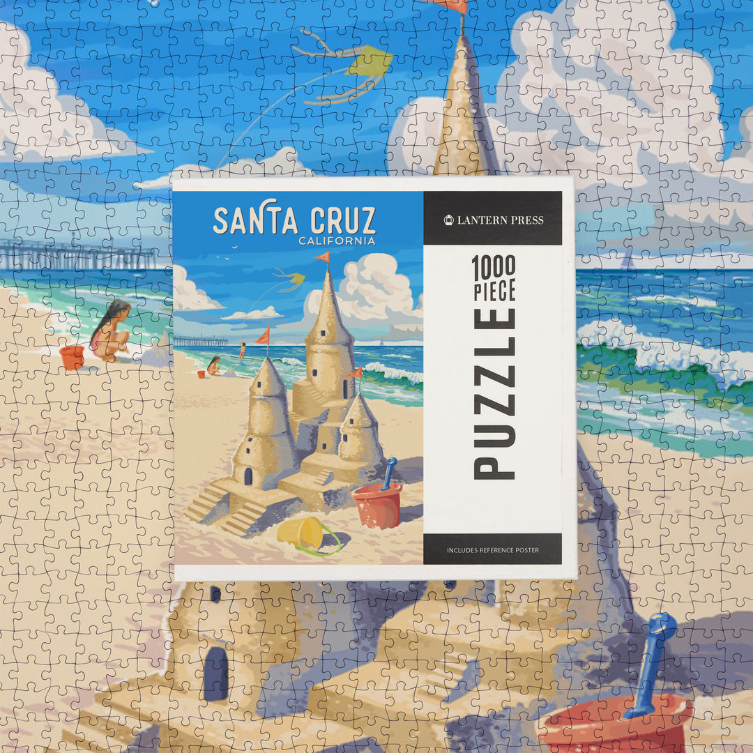 Santa Cruz, California, Painterly, Soak Up Summer, Sand Castle, Jigsaw Puzzle